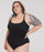 woman wearing a black swimsuit