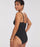 woman wearing black swimsuit