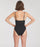 woman wearing a black swimsuit