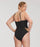 woman wearing a black swimsuit